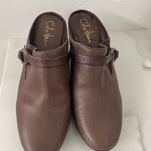 Cole Haan Brown Leather Mules with Buckle